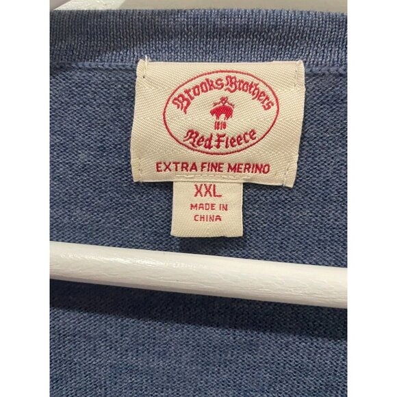 Brooks Brothers Sweater Men XXL blue extra fine Merino Wool Pullover Crewneck - Picture 2 of 10